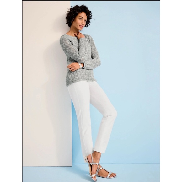 TALBOTS CHATHAM ANKLE PANT 8  STRAIGHT LEG SIDE ZIP ANKLE LENGTH COASTAL NWT - Picture 1 of 10